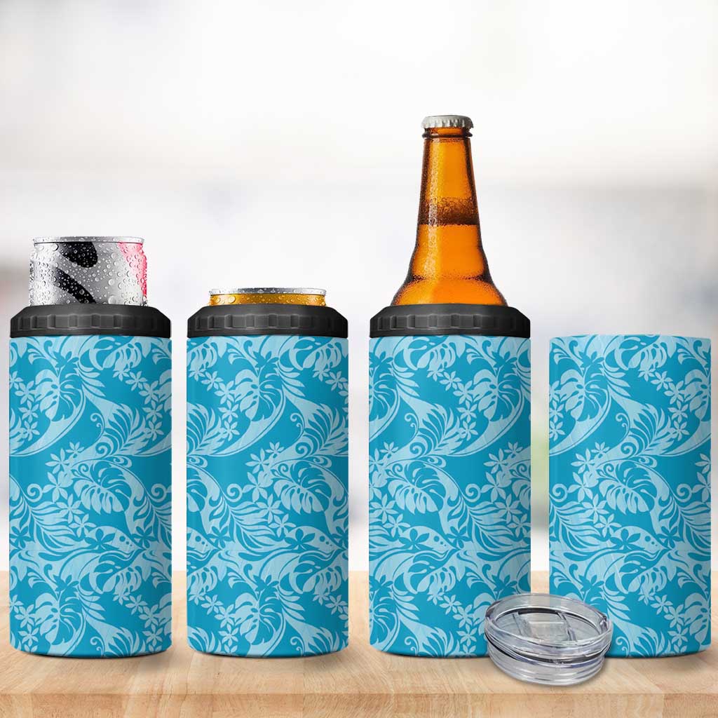 Tahiti Ninamu Tiare Floral 4 in 1 Can Cooler Tumbler Monstera Palm Tropical Leaves LT01 - Polynesian Pride