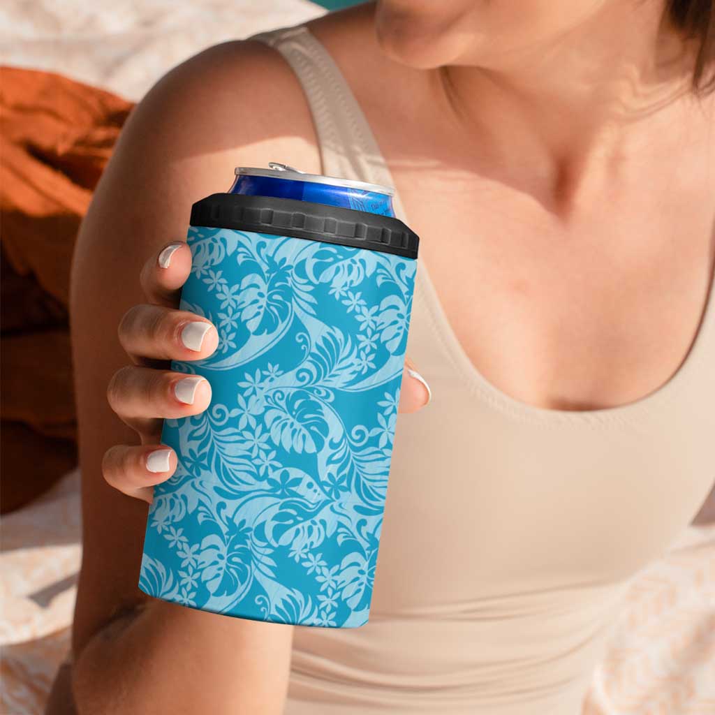 Tahiti Ninamu Tiare Floral 4 in 1 Can Cooler Tumbler Monstera Palm Tropical Leaves LT01 - Polynesian Pride