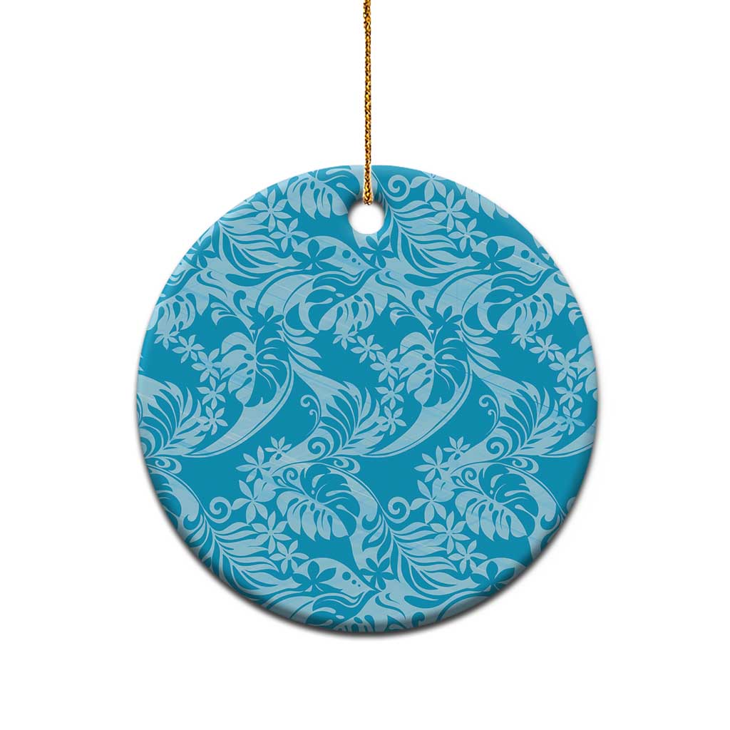 Tahiti Ninamu Tiare Floral Ceramic Ornament Monstera Palm Tropical Leaves - Polynesian Pride