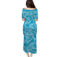 Tahiti Ninamu Tiare Floral Family Matching Puletasi and Hawaiian Shirt Monstera Palm Tropical Leaves LT01 - Polynesian Pride