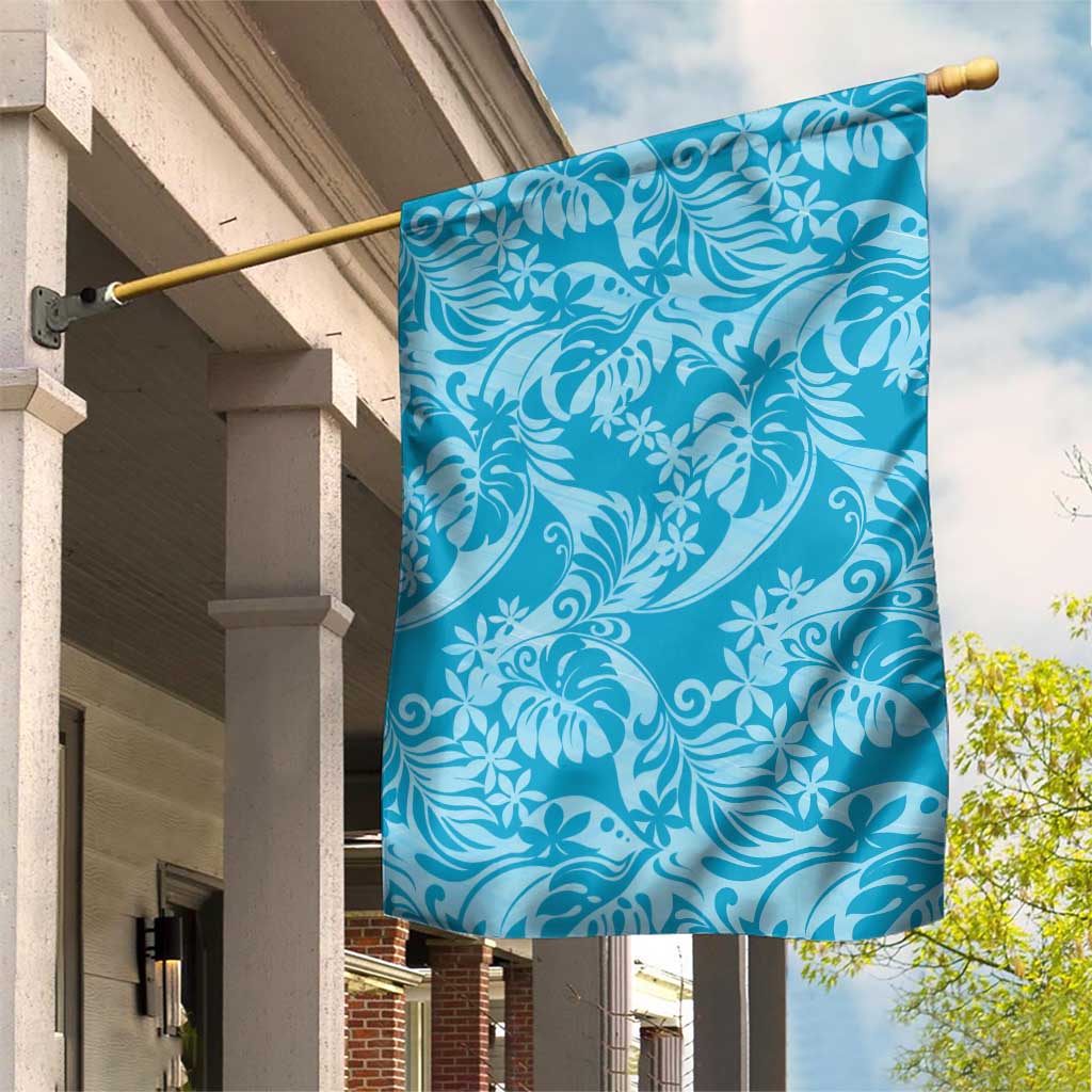 Tahiti Ninamu Tiare Floral Garden Flag Monstera Palm Tropical Leaves - Polynesian Pride