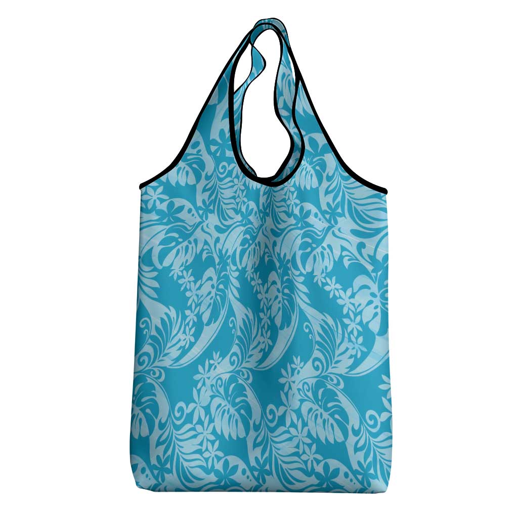 Tahiti Ninamu Tiare Floral Grocery Bag Monstera Palm Tropical Leaves - Polynesian Pride