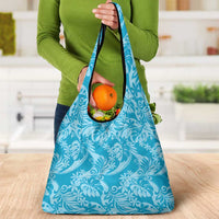 Tahiti Ninamu Tiare Floral Grocery Bag Monstera Palm Tropical Leaves - Polynesian Pride