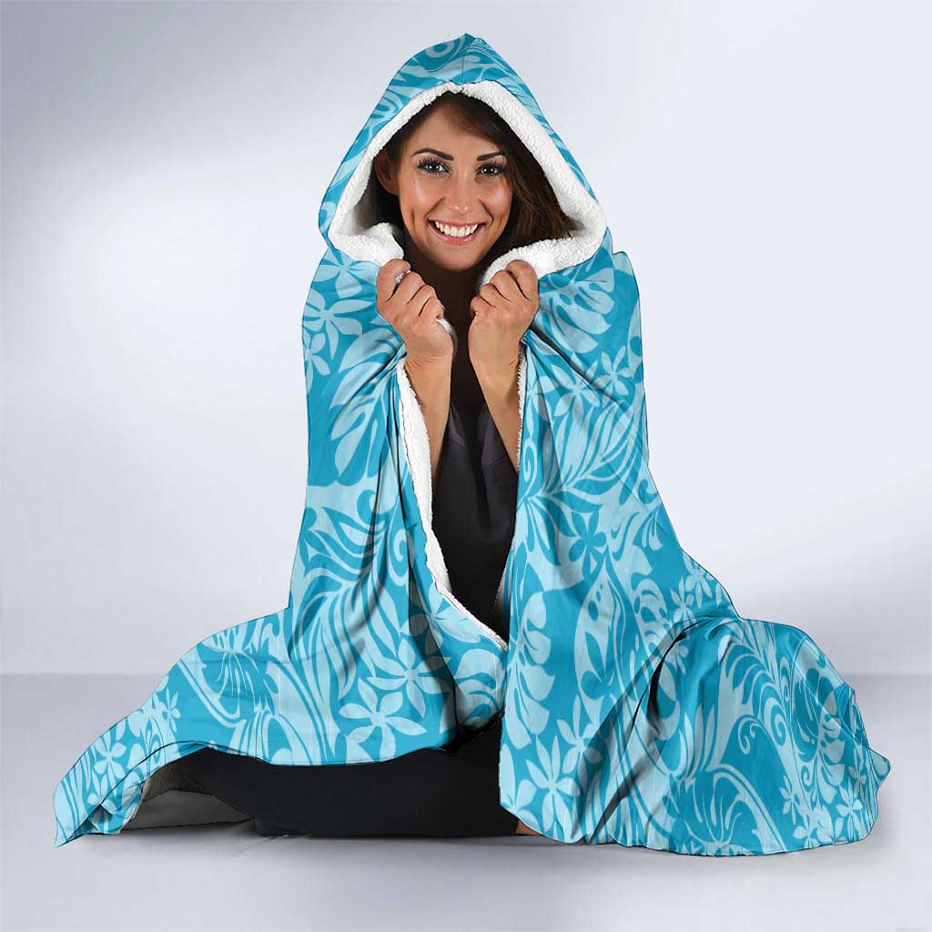 Tahiti Ninamu Tiare Floral Hooded Blanket Monstera Palm Tropical Leaves - Polynesian Pride