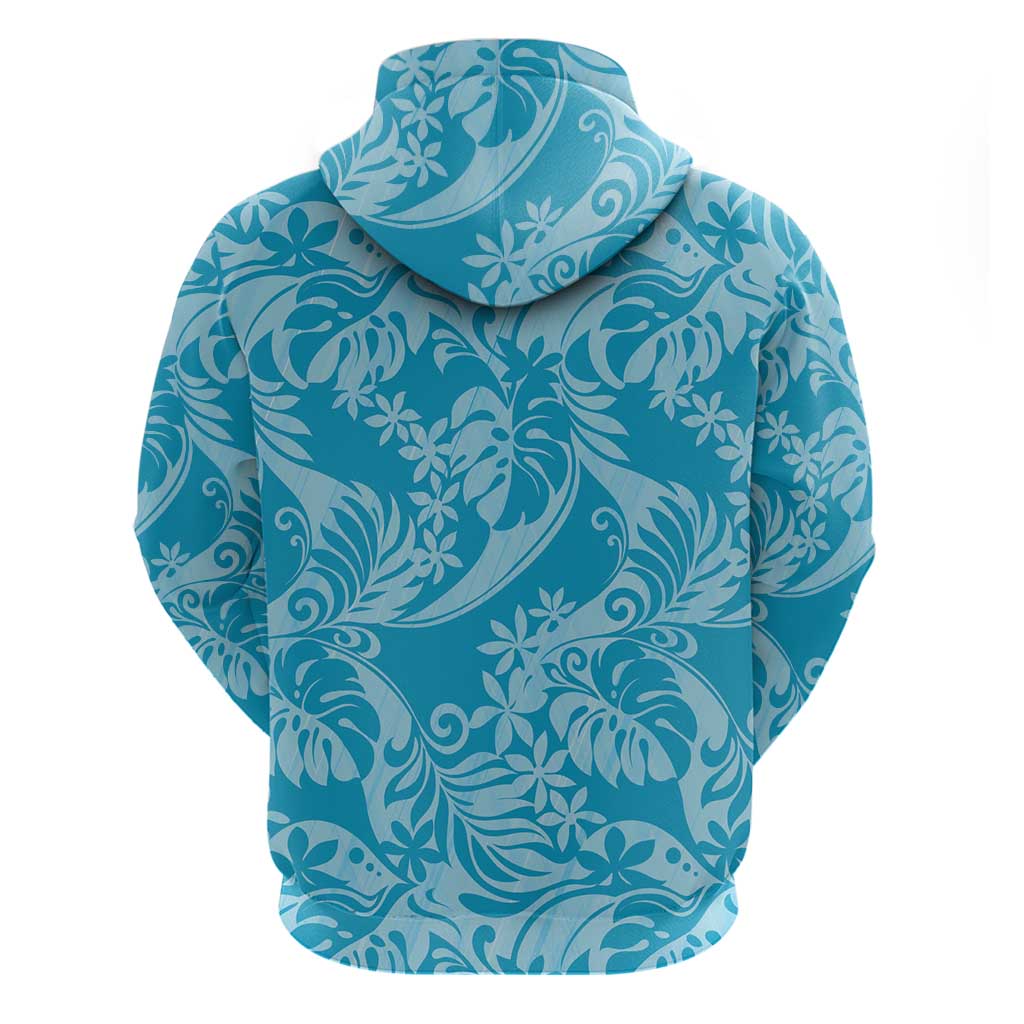 Tahiti Ninamu Tiare Floral Hoodie Monstera Palm Tropical Leaves - Polynesian Pride