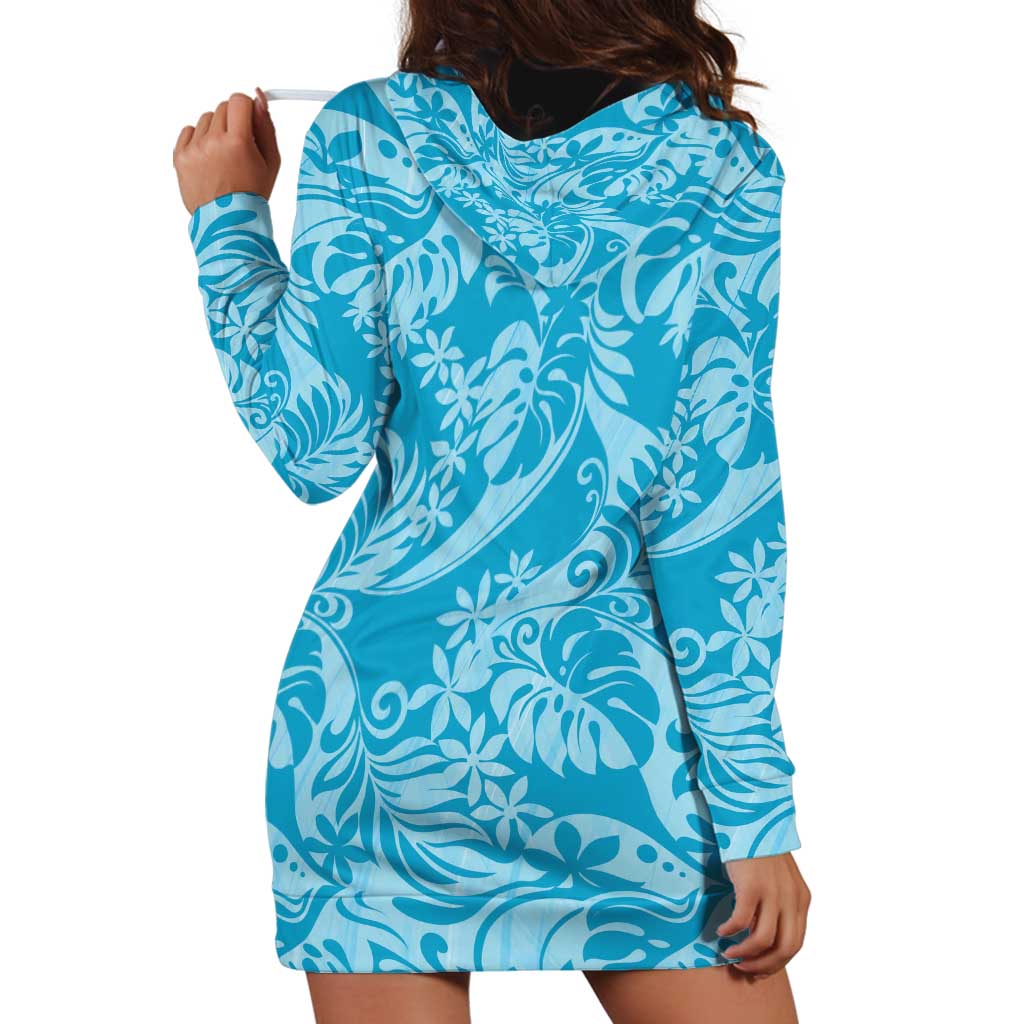 Tahiti Ninamu Tiare Floral Hoodie Dress Monstera Palm Tropical Leaves LT01 - Polynesian Pride