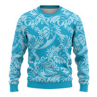 Tahiti Ninamu Tiare Floral Ugly Christmas Sweater Monstera Palm Tropical Leaves - Polynesian Pride