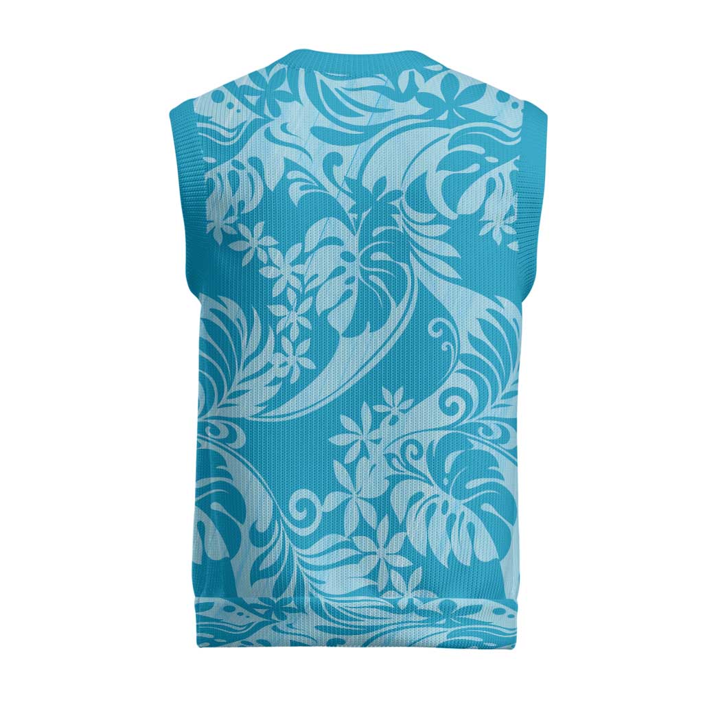 Tahiti Ninamu Tiare Floral Christmas Knitted V-Neck Vest Monstera Palm Tropical Leaves LT01 - Polynesian Pride