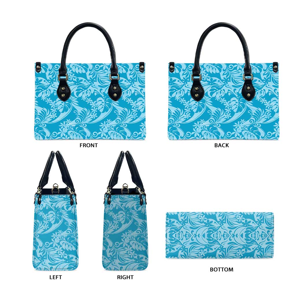 Tahiti Ninamu Tiare Floral Leather Bag Monstera Palm Tropical Leaves LT01 - Polynesian Pride