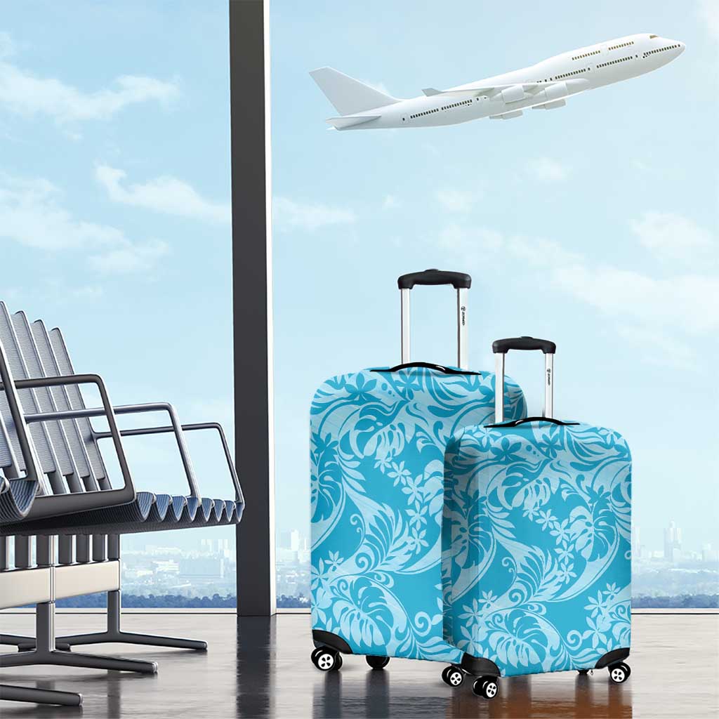 Tahiti Ninamu Tiare Floral Luggage Cover Monstera Palm Tropical Leaves LT01 - Polynesian Pride
