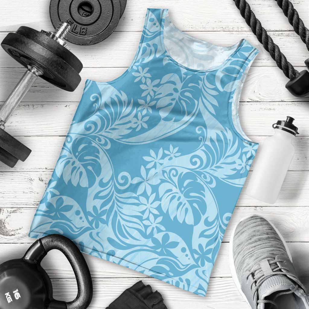 Tahiti Ninamu Tiare Floral Men Tank Top Monstera Palm Tropical Leaves - Polynesian Pride