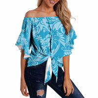 Tahiti Ninamu Tiare Floral Off Shoulder Wrap Waist Top Monstera Palm Tropical Leaves LT01 - Polynesian Pride