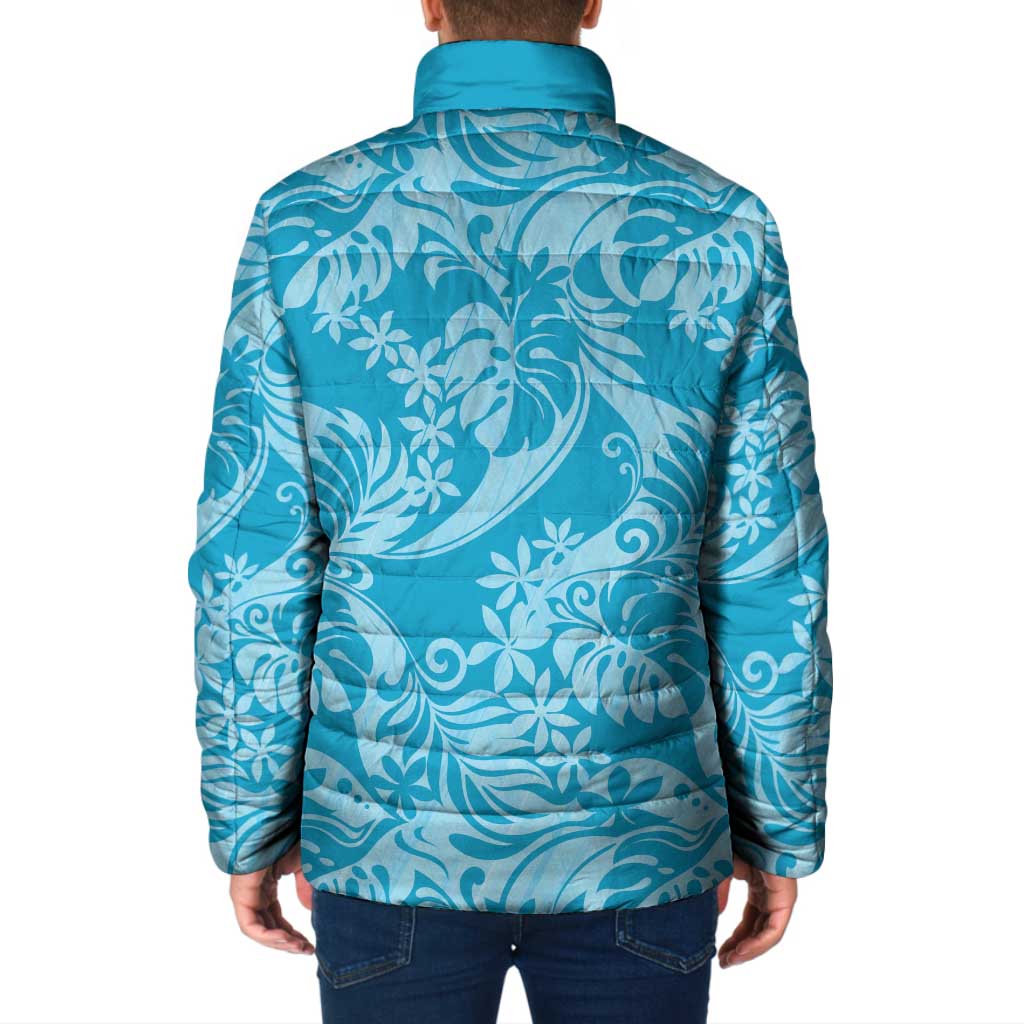 Tahiti Ninamu Tiare Floral Padded Jacket Monstera Palm Tropical Leaves LT01 - Polynesian Pride