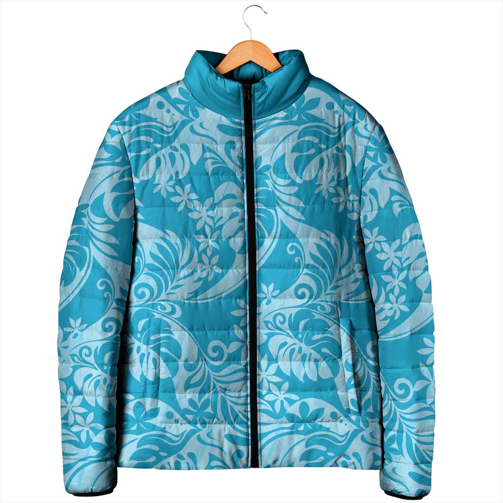 Tahiti Ninamu Tiare Floral Padded Jacket Monstera Palm Tropical Leaves LT01 - Polynesian Pride