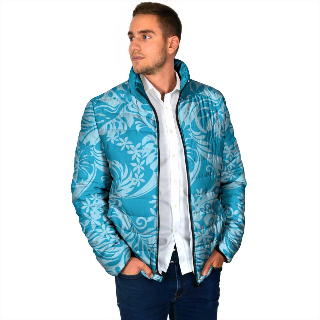 Tahiti Ninamu Tiare Floral Padded Jacket Monstera Palm Tropical Leaves LT01 - Polynesian Pride