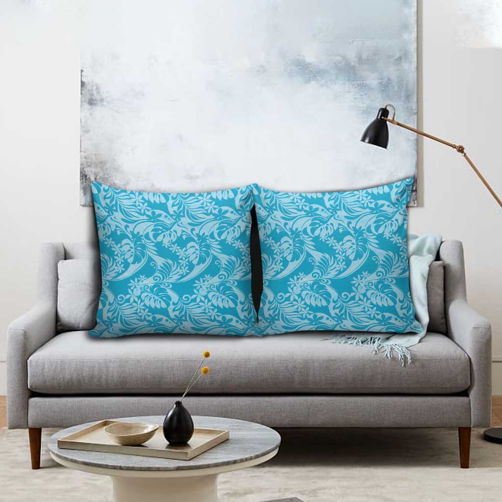 Tahiti Ninamu Tiare Floral Pillow Cover Monstera Palm Tropical Leaves - Polynesian Pride