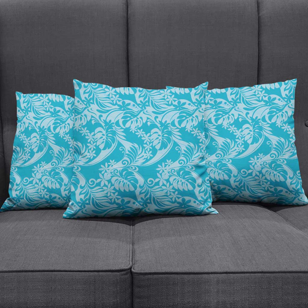 Tahiti Ninamu Tiare Floral Pillow Cover Monstera Palm Tropical Leaves - Polynesian Pride