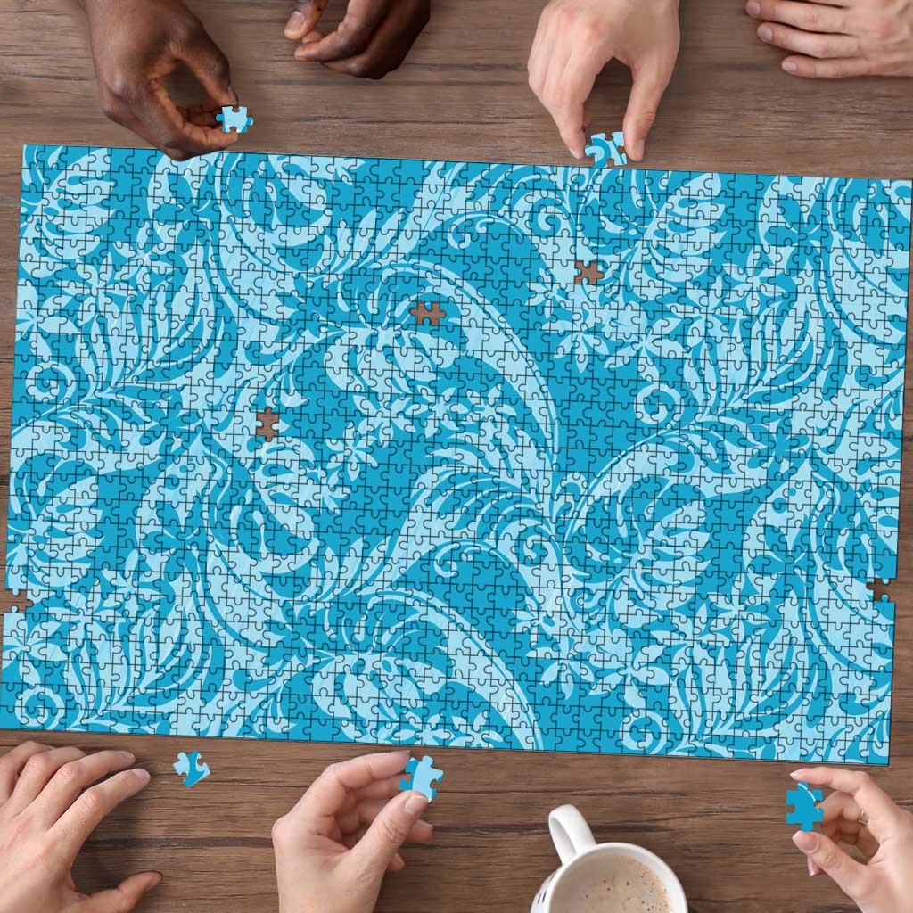 Tahiti Ninamu Tiare Floral Puzzle Monstera Palm Tropical Leaves - Polynesian Pride