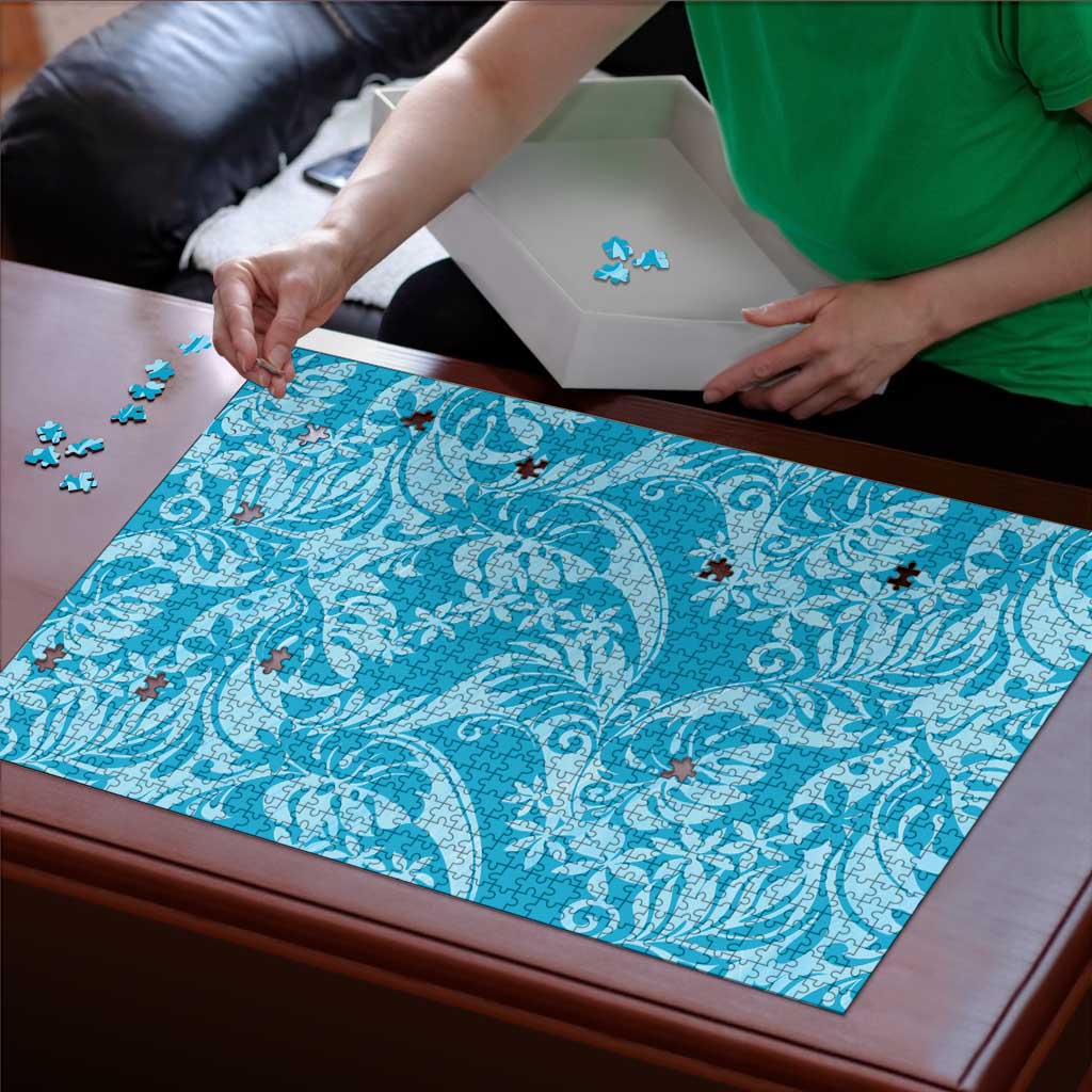Tahiti Ninamu Tiare Floral Puzzle Monstera Palm Tropical Leaves - Polynesian Pride