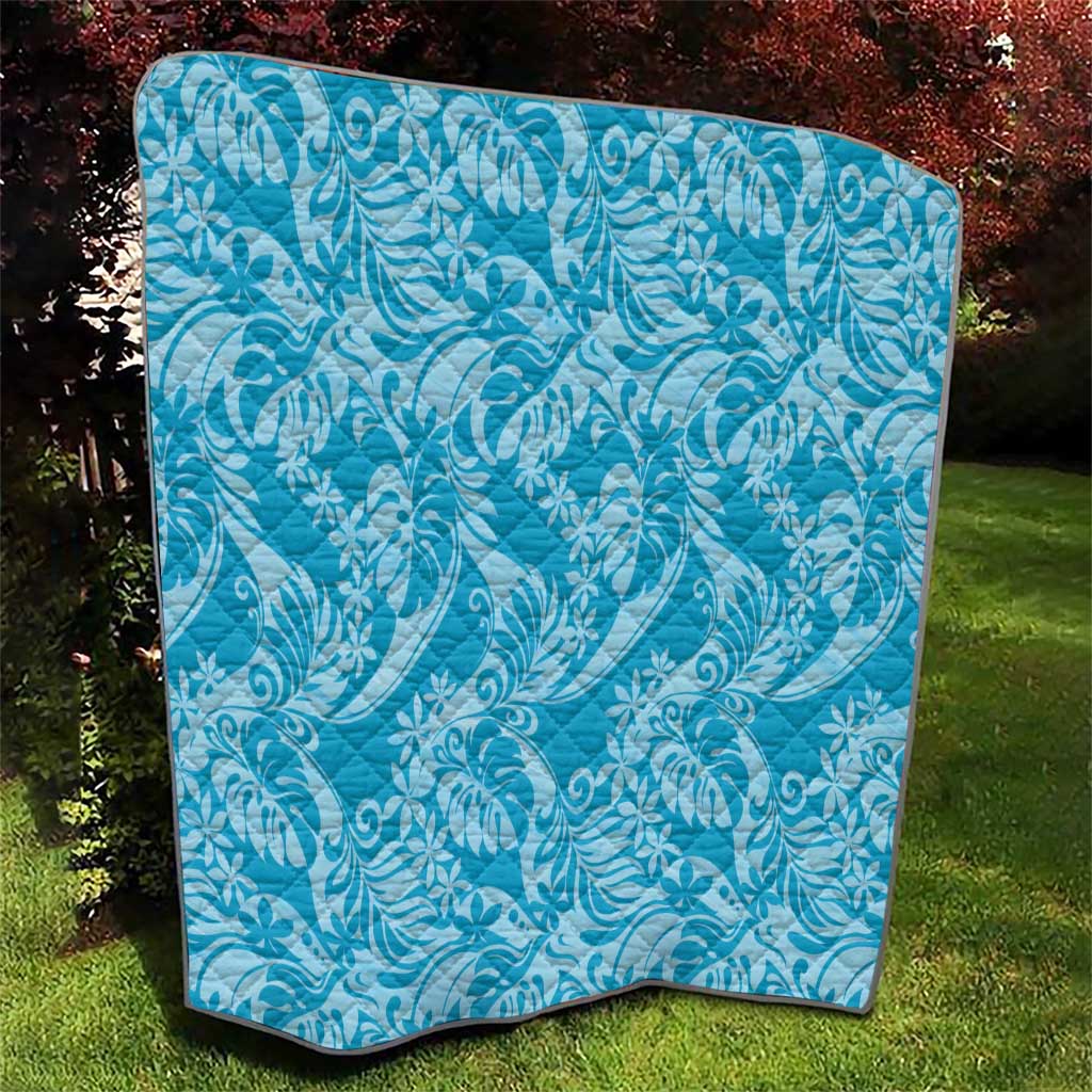 Tahiti Ninamu Tiare Floral Quilt Monstera Palm Tropical Leaves - Polynesian Pride