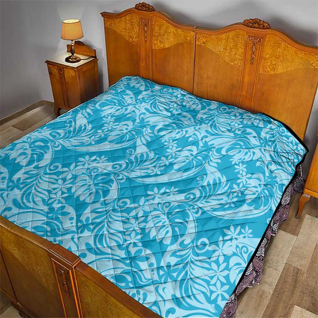 Tahiti Ninamu Tiare Floral Quilt Monstera Palm Tropical Leaves - Polynesian Pride