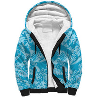 Tahiti Ninamu Tiare Floral Sherpa Hoodie Monstera Palm Tropical Leaves LT01 Unisex Blue - Polynesian Pride
