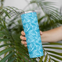 Tahiti Ninamu Tiare Floral Skinny Tumbler Monstera Palm Tropical Leaves LT01 - Polynesian Pride