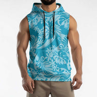 Tahiti Ninamu Tiare Floral Sleeveless Hoodie Monstera Palm Tropical Leaves LT01 - Polynesian Pride