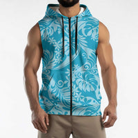 Tahiti Ninamu Tiare Floral Sleeveless Zip Hoodie Monstera Palm Tropical Leaves LT01 - Polynesian Pride