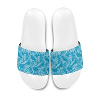 Tahiti Ninamu Tiare Floral Slide Sandals Monstera Palm Tropical Leaves - Polynesian Pride