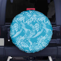 Tahiti Ninamu Tiare Floral Spare Tire Cover Monstera Palm Tropical Leaves LT01 No hole Blue - Polynesian Pride