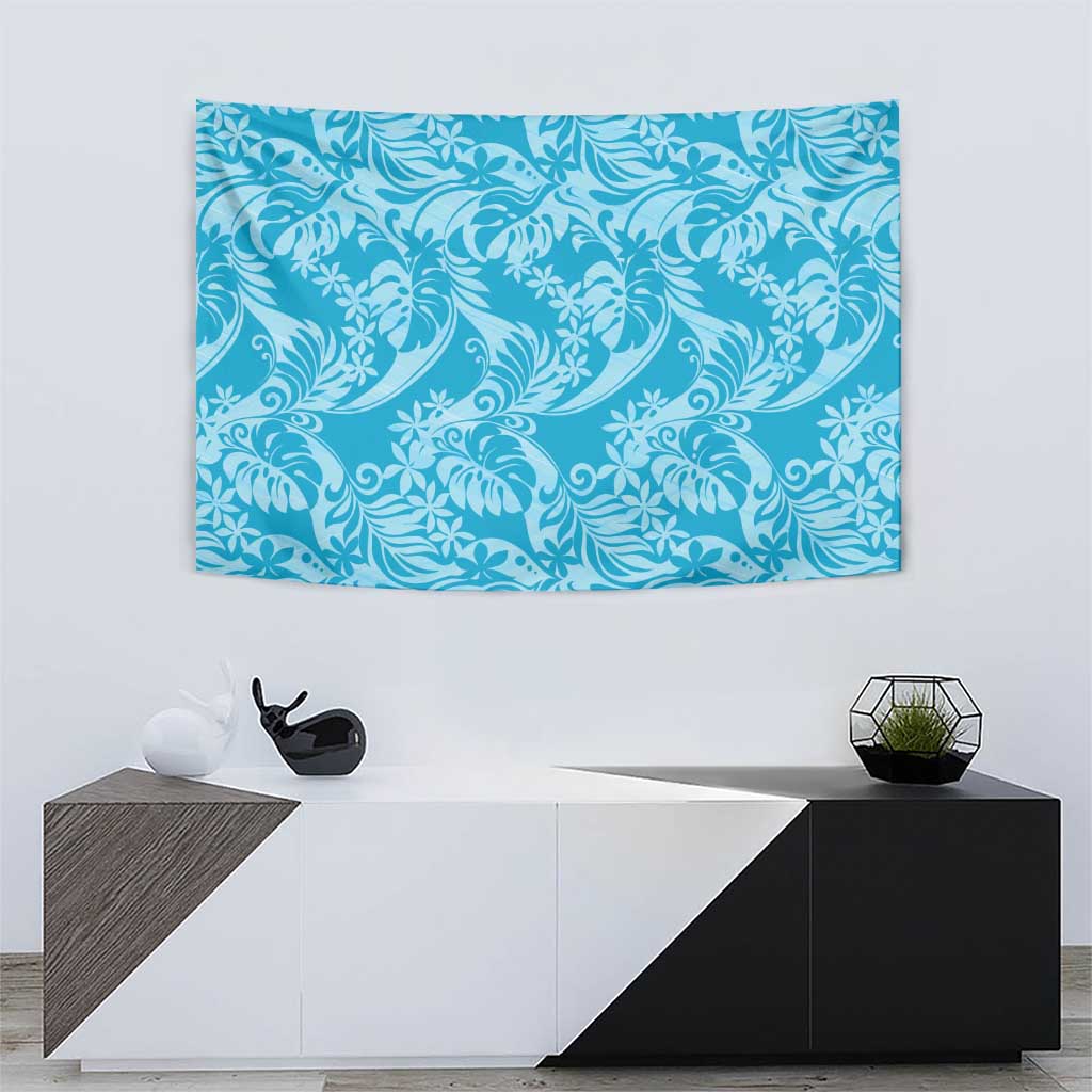 Tahiti Ninamu Tiare Floral Tapestry Monstera Palm Tropical Leaves - Polynesian Pride