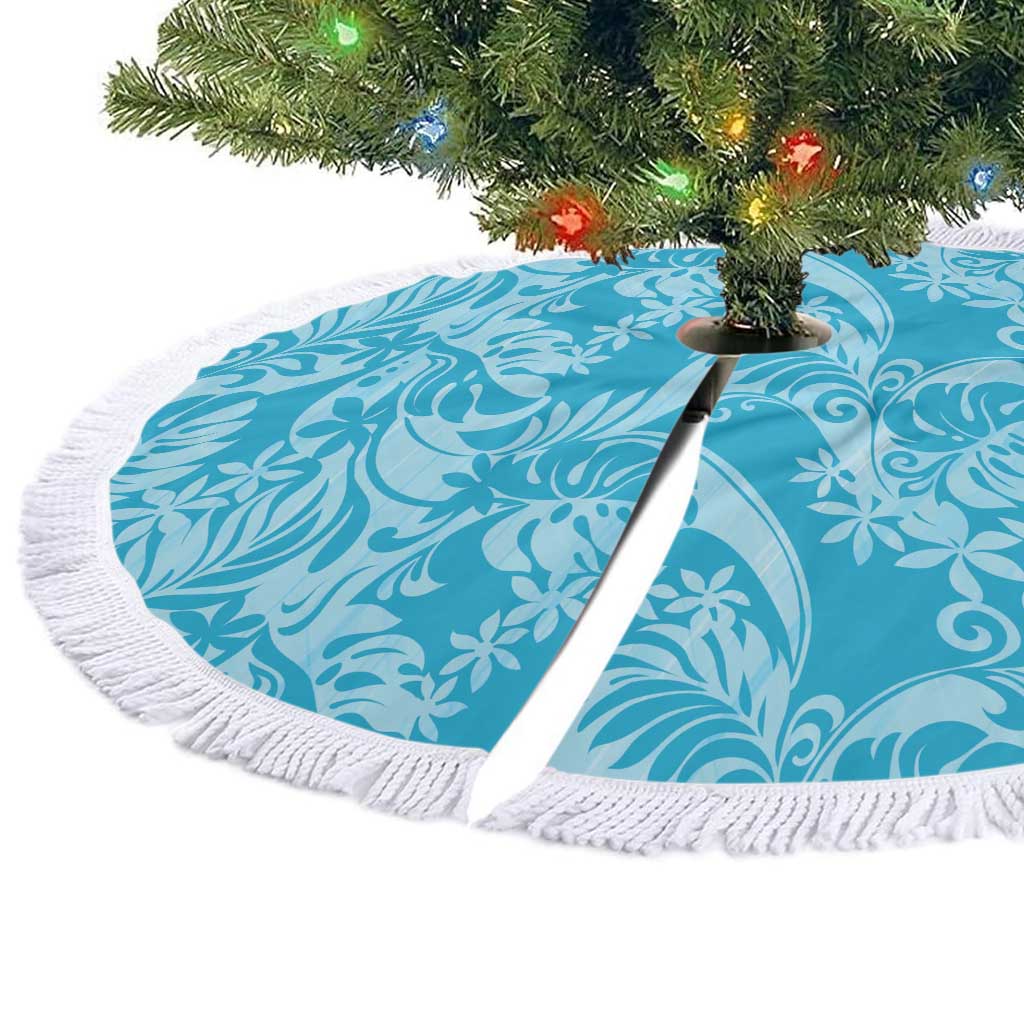 Tahiti Ninamu Tiare Floral Tree Skirt Monstera Palm Tropical Leaves LT01 - Polynesian Pride