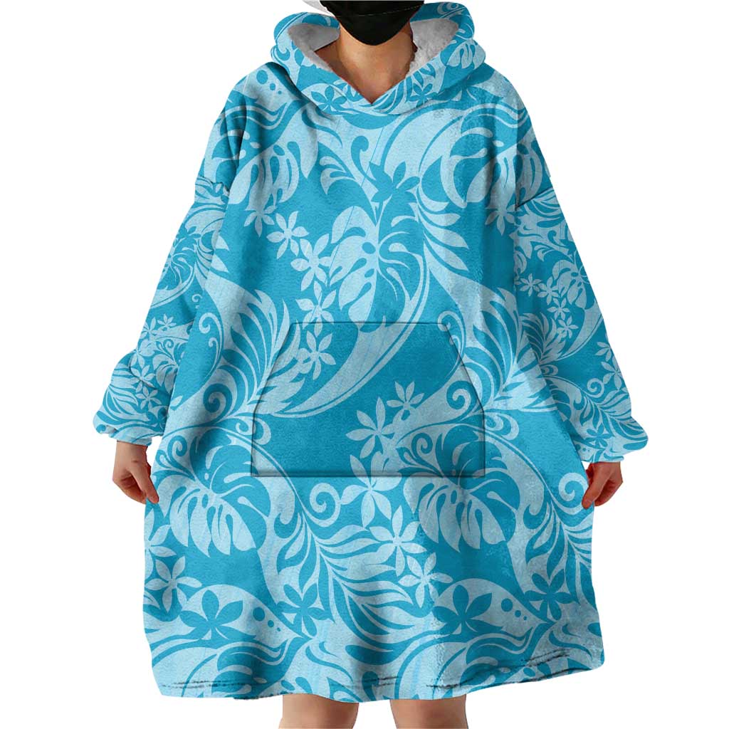 Tahiti Ninamu Tiare Floral Wearable Blanket Hoodie Monstera Palm Tropical Leaves LT01 - Polynesian Pride