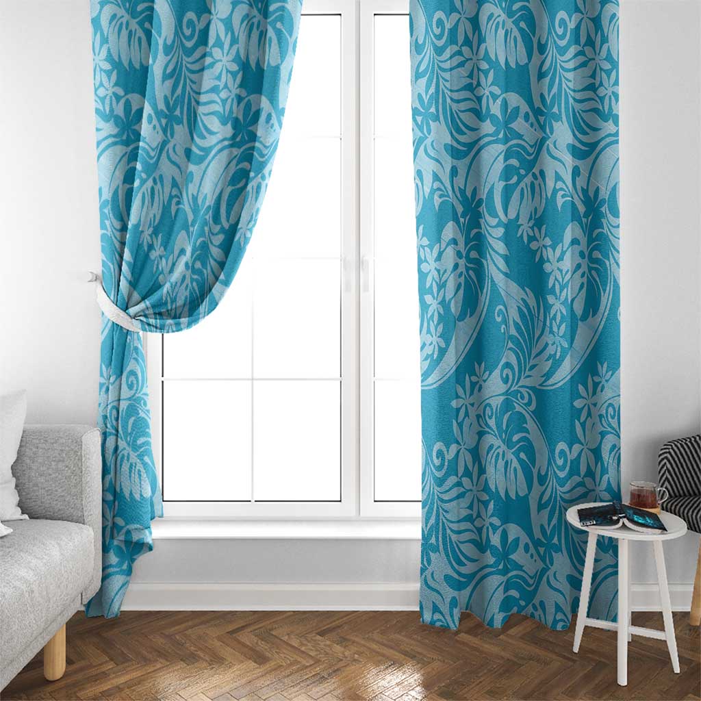 Tahiti Ninamu Tiare Floral Window Curtain Monstera Palm Tropical Leaves - Polynesian Pride
