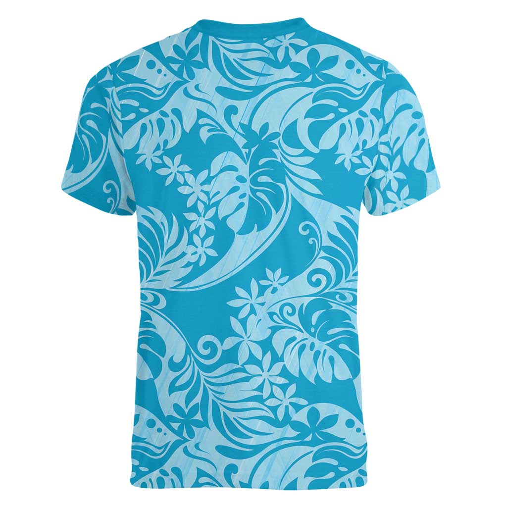 Tahiti Ninamu Tiare Floral Women V-Neck T-Shirt Monstera Palm Tropical Leaves LT01 - Polynesian Pride
