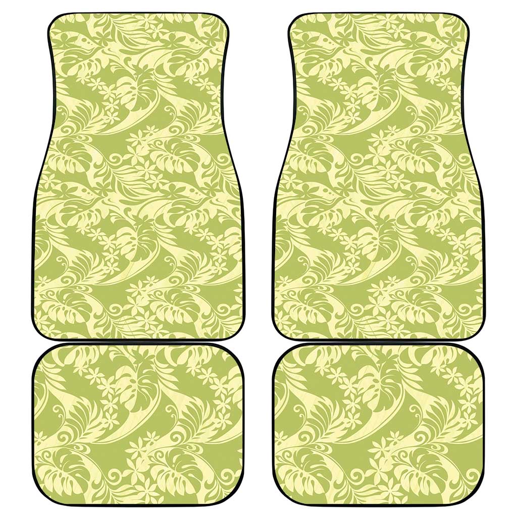 Tahiti Olive Tiare Floral Car Mats Monstera Palm Tropical Leaves LT01 - Polynesian Pride
