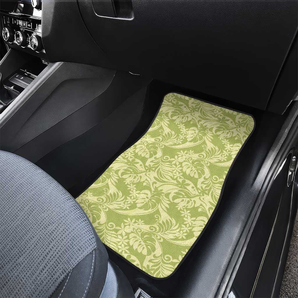 Tahiti Olive Tiare Floral Car Mats Monstera Palm Tropical Leaves LT01 - Polynesian Pride