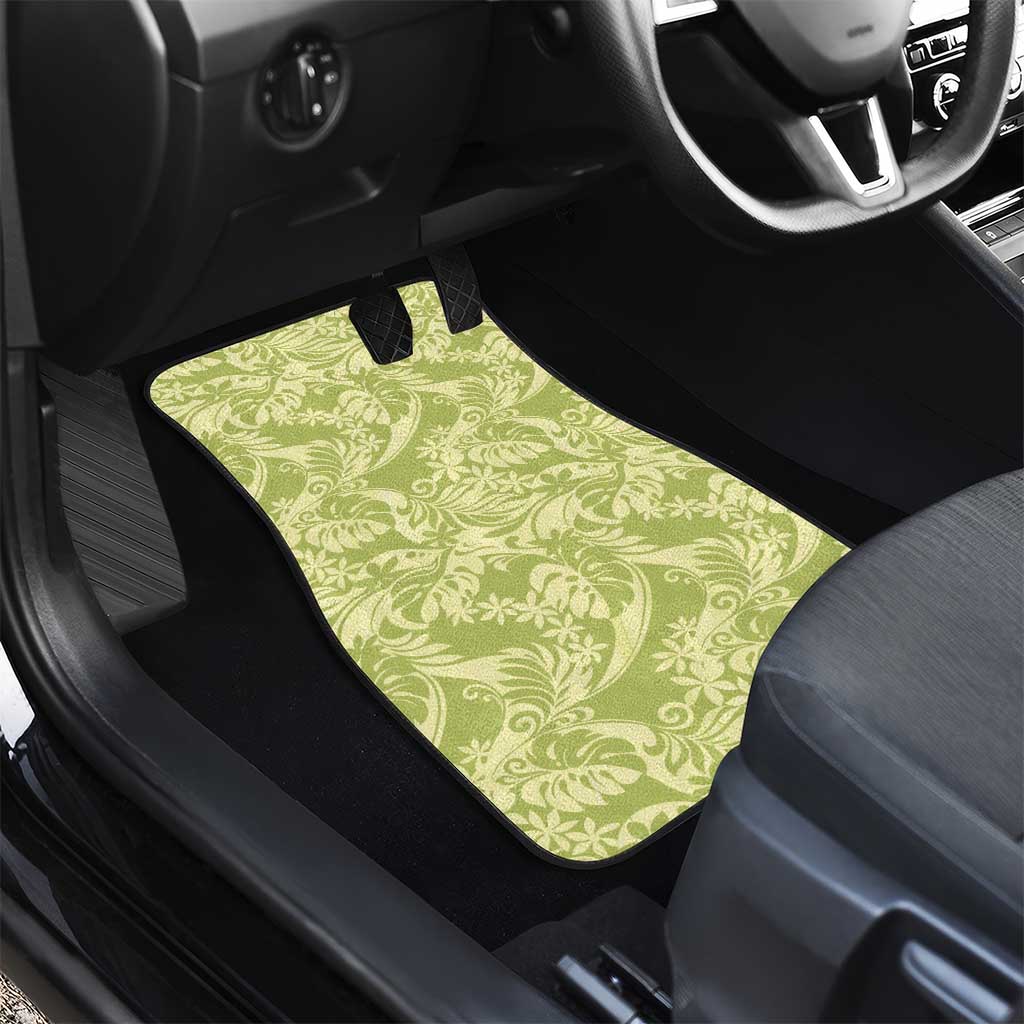Tahiti Olive Tiare Floral Car Mats Monstera Palm Tropical Leaves LT01 - Polynesian Pride