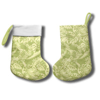 Tahiti Olive Tiare Floral Christmas Stocking Monstera Palm Tropical Leaves LT01 - Polynesian Pride