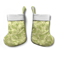 Tahiti Olive Tiare Floral Christmas Stocking Monstera Palm Tropical Leaves LT01 - Polynesian Pride