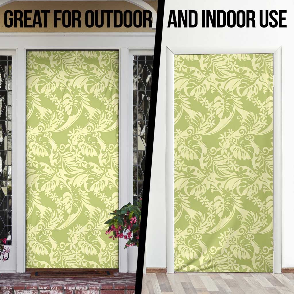 Tahiti Olive Tiare Floral Door Cover Monstera Palm Tropical Leaves - Polynesian Pride