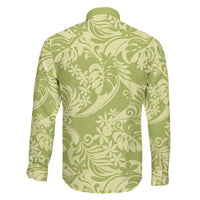 Tahiti Olive Tiare Floral Family Matching Off The Shoulder Long Sleeve Dress and Hawaiian Shirt Monstera Palm Tropical Leaves LT01 - Polynesian Pride