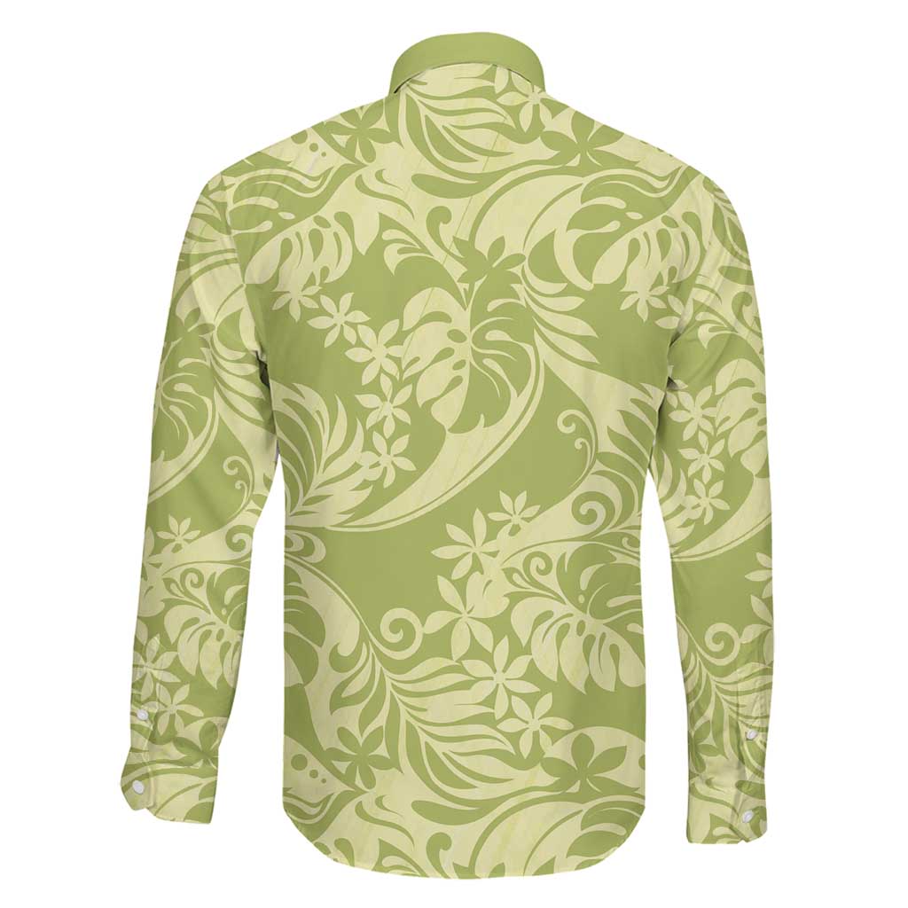 Tahiti Olive Tiare Floral Family Matching Puletasi and Hawaiian Shirt Monstera Palm Tropical Leaves LT01 - Polynesian Pride