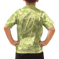 Tahiti Olive Tiare Floral Family Matching Short Sleeve Bodycon Dress and Hawaiian Shirt Monstera Palm Tropical Leaves LT01 - Polynesian Pride