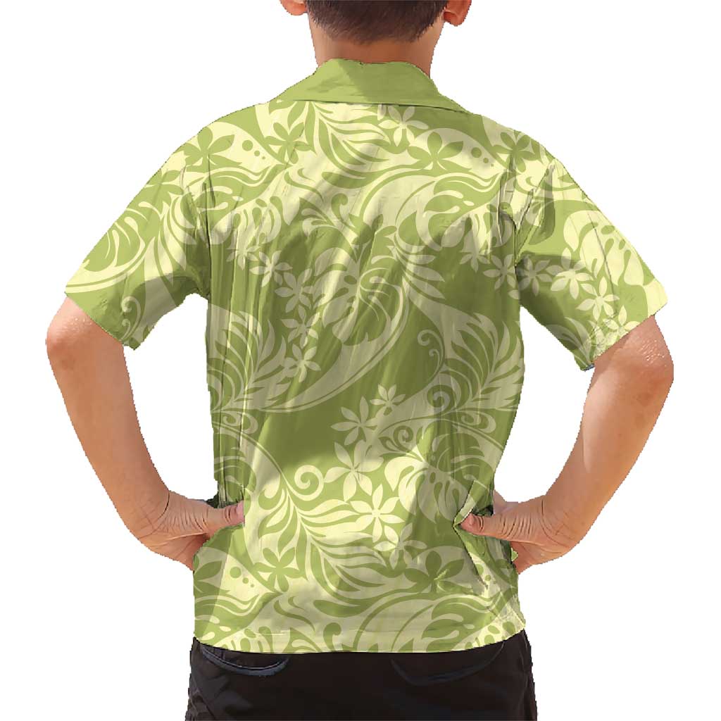 Tahiti Olive Tiare Floral Family Matching Tank Maxi Dress and Hawaiian Shirt Monstera Palm Tropical Leaves LT01 - Polynesian Pride