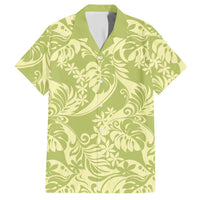 Tahiti Olive Tiare Floral Hawaiian Shirt Monstera Palm Tropical Leaves - Polynesian Pride