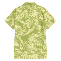 Tahiti Olive Tiare Floral Hawaiian Shirt Monstera Palm Tropical Leaves - Polynesian Pride