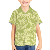 Tahiti Olive Tiare Floral Hawaiian Shirt Monstera Palm Tropical Leaves - Polynesian Pride