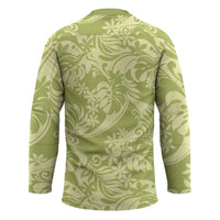 Tahiti Olive Tiare Floral Hockey Jersey Monstera Palm Tropical Leaves - Polynesian Pride
